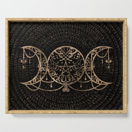 Triple Moon - Triple Goddess Gold and black Serving Tray