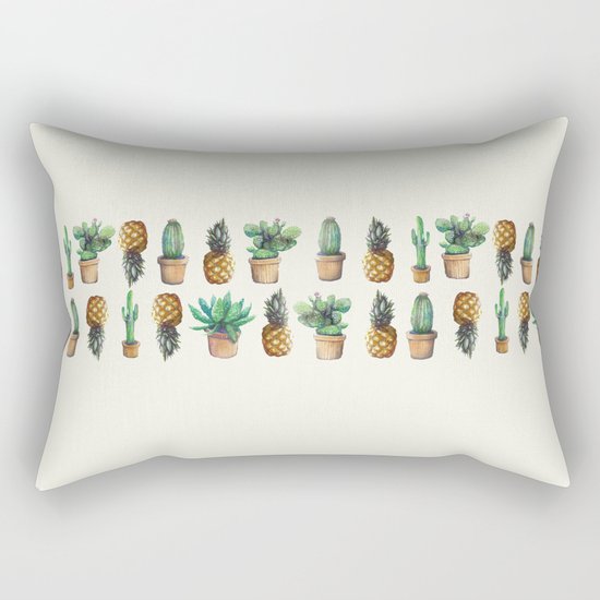 cactus and pineapples line 2 Rectangular Pillow