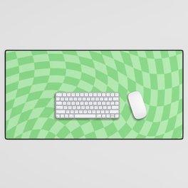 Retro Sage Green Twisted Checker Swirl Desk Mat