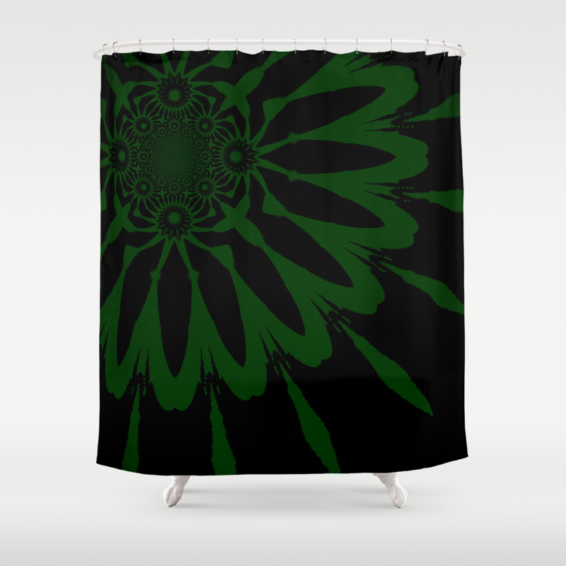 Modern Flower Dark Green Shower Curtain By Vintageby2sweet Society6