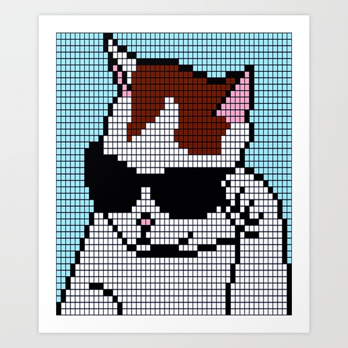 Cool cat pixel art Art Print