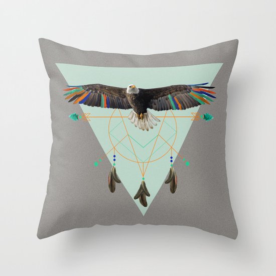 The indian eagle is watching over Po's dreamcatcher Throw Pillow