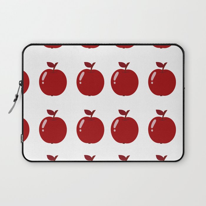 Seamless pattern with juicy red apples on white background Laptop Sleeve