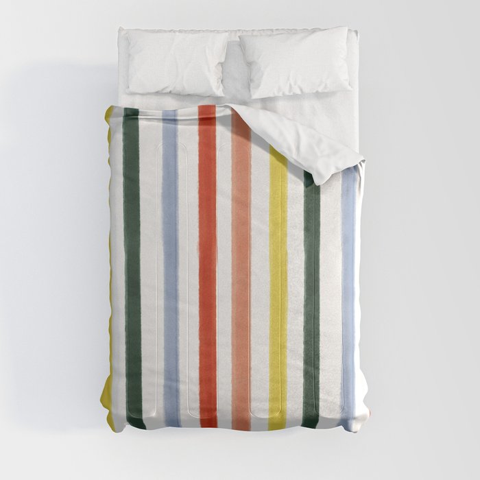 Classic Summer Watercolor Stripes Comforter