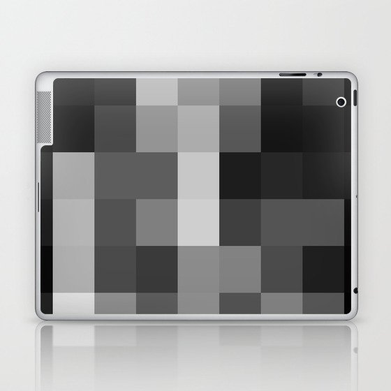 graphic design pixel geometric square pattern abstract background in black and white Laptop & iPad Skin