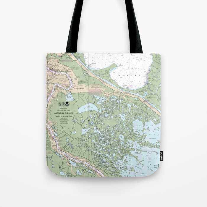 Mississippi River Venice to New Orleans Nautical Chart 11364 Tote Bag