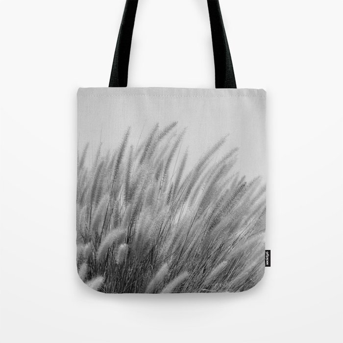 Foxtails on a Hill in Black and White Tote Bag