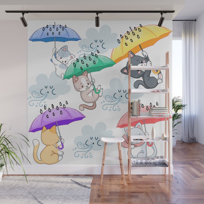 Cats Bad Weather Wall Mural