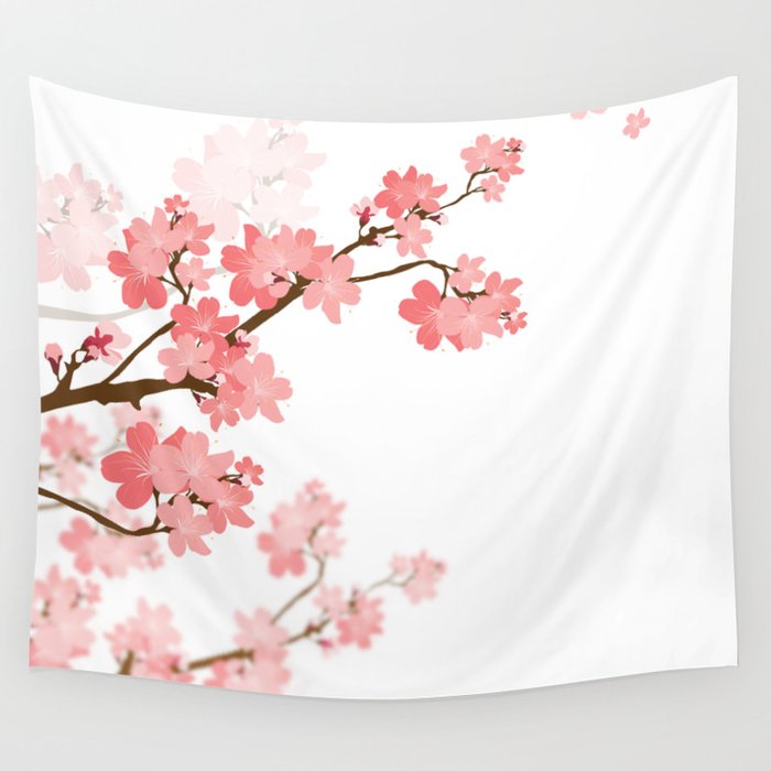 cherry blossom wall tapestry