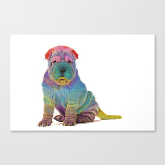 Colorful Sharpei Canvas Print