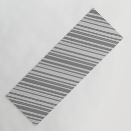 [ Thumbnail: Grey & Light Gray Colored Stripes/Lines Pattern Yoga Mat ]