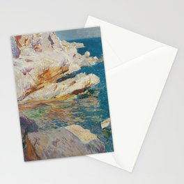 Joaquin Sorolla Y Bastida - Rocks at Javea. The white boat Stationery Card