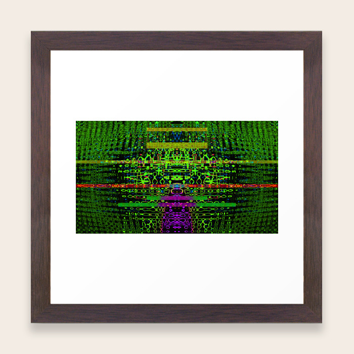 Abstract Glitch Green And Black Framed Art Print