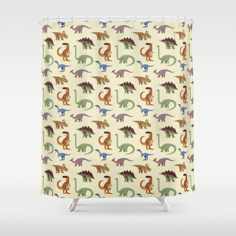 Dino Dinosaur Dinosaurs Primeval Children Pattern Shower Curtain