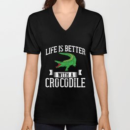 Crocodile Alligator Reptile Africa Animal Head V Neck T Shirt