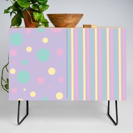Spots and Stripes - Pastel Pink, Yellow, Purple and Green Credenza