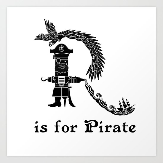 R is for Pirate Art Print