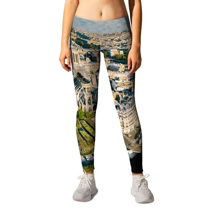 Aerial view of the Notre Dame in Paris Leggings by Henry Do