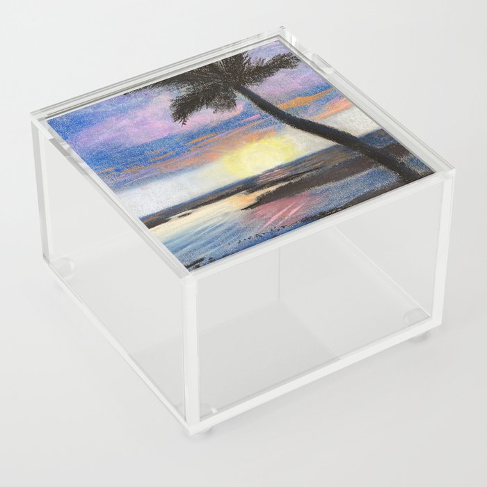 Hawaii Palm Tree at Sunset Acrylic Box