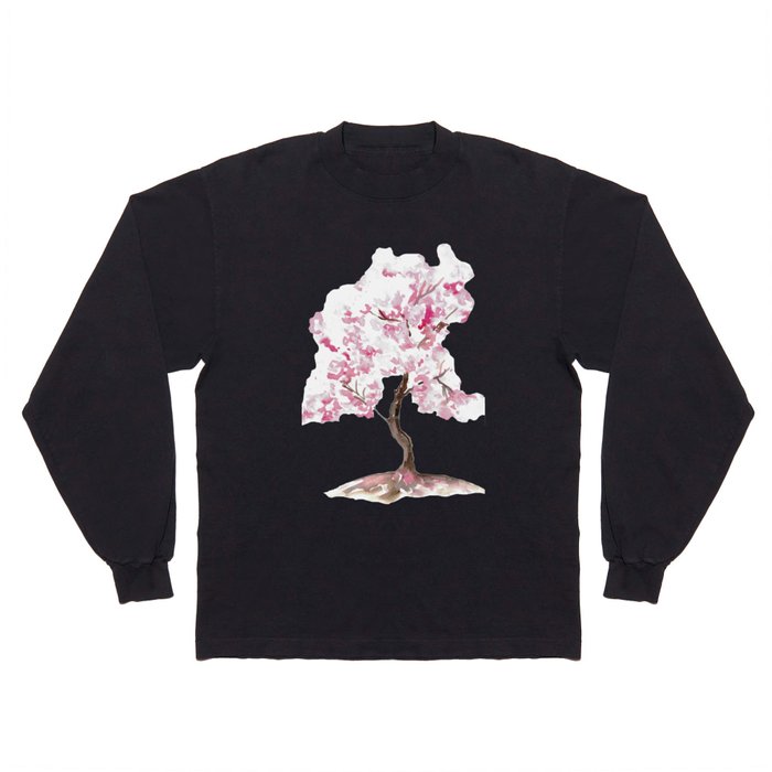 Cherry tree blossom flowers Watercolor Painting Long Sleeve T Shirt