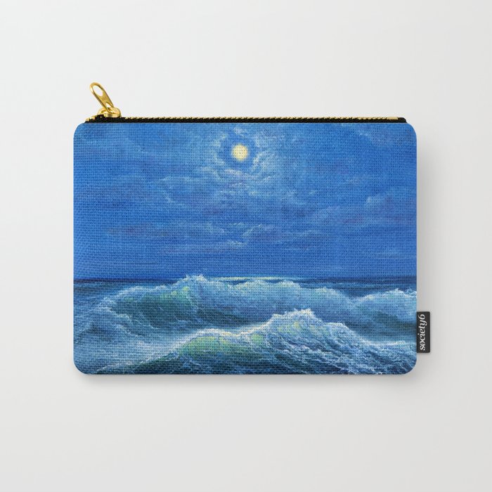 oil painting showing waves in ocean or sea on canvas Carry-All Pouch