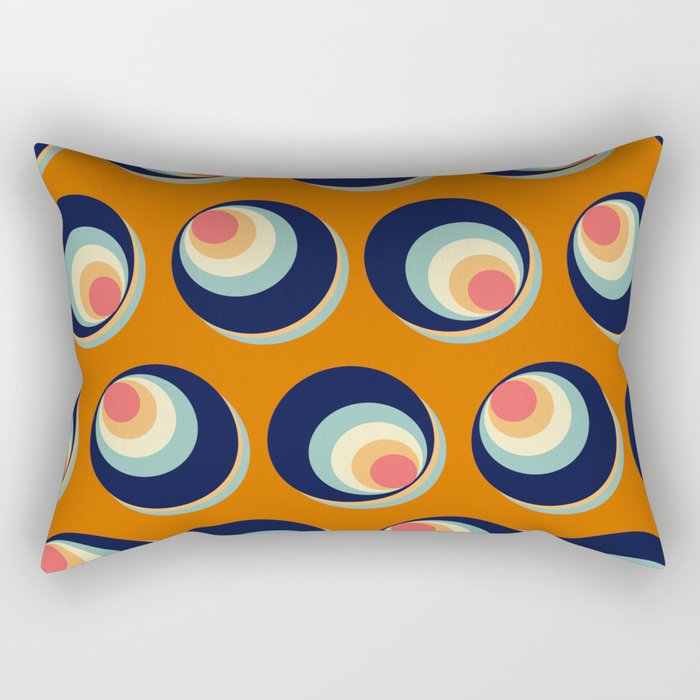 70s Retro Pattern on Orange Rectangular Pillow