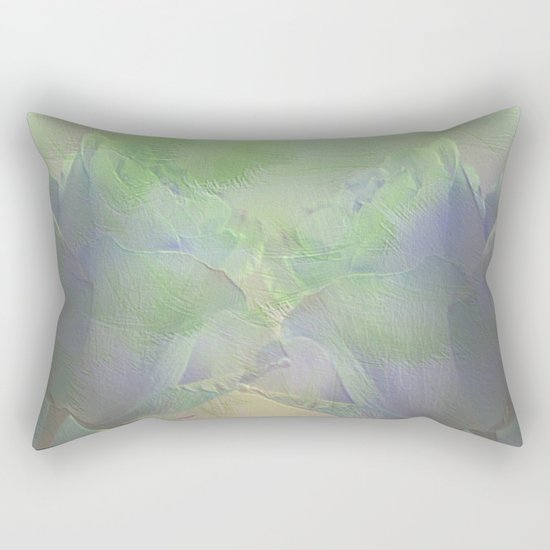 Painterly Mint Green and Lavender Roses Abstract Rectangular Pillow