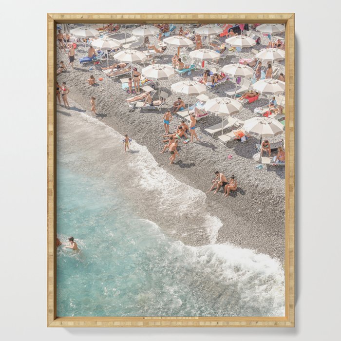 Italian Summer by the Sea Photo | Amalfi Coast Beach in Soft Color Art Print | Italy Travel Photography Serving Tray
