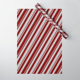 [ Thumbnail: Maroon and Grey Colored Pattern of Stripes Wrapping Paper ]