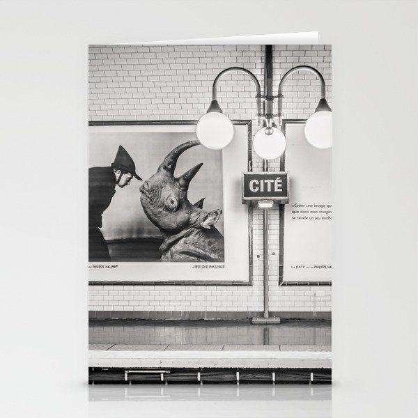 Paris Metro Subway Station Si t'es Halsman cityscape black and white photograph / photography by Philippe Halsman Stationery Cards