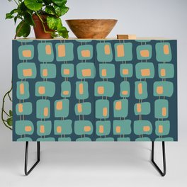 Retro Funky Squares Seamless Pattern Charcoal, Teal and Orange Credenza