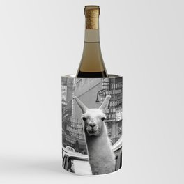 Llama Riding in Taxi, Black and White Vintage Print Wine Chiller