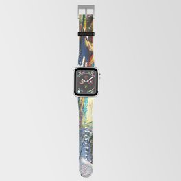 Colorful oil painting texture with brush strokes. Abstract background with isolated edge Apple Watch Band