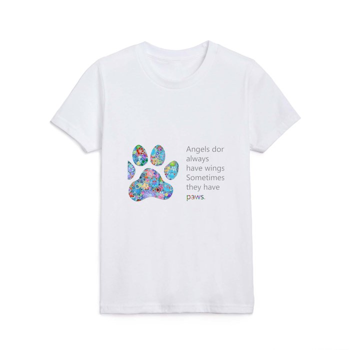 Paw Angels - Whimsical Colorful Dog Paws Art Kids T Shirt