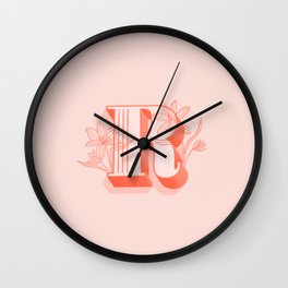 Hand Drawn Floral Monogram (R) Wall Clock