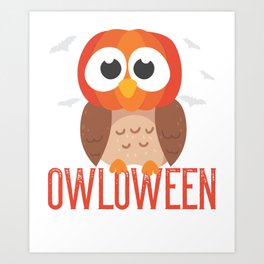 owl Halloween Owloween pumpkin head and bats Art Print | Pumpkinlantern, Bats, Hauntedhouse, Tombstone, Vampires, Graphicdesign, Spirit, Funnysayings, Halloween, Witch 