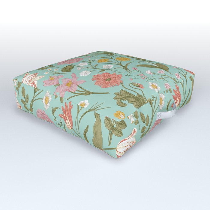 Dreamy Meadow Blossoms Cottage Garden Flowers Outdoor Floor Cushion