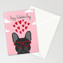 French Bulldog head valentines day love hearts dog breed frenchies Stationery Card
