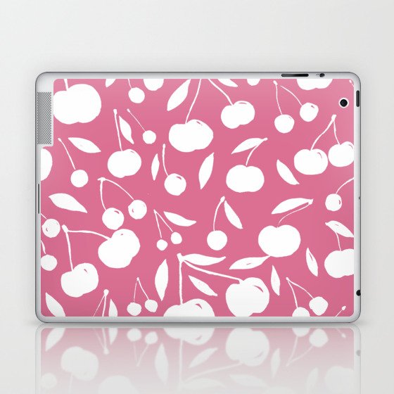 Cherries pattern - pink Laptop & iPad Skin