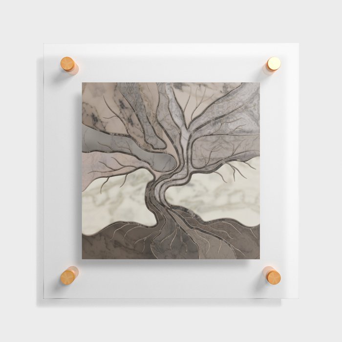 Taupe Marble Tree of life Floating Acrylic Print