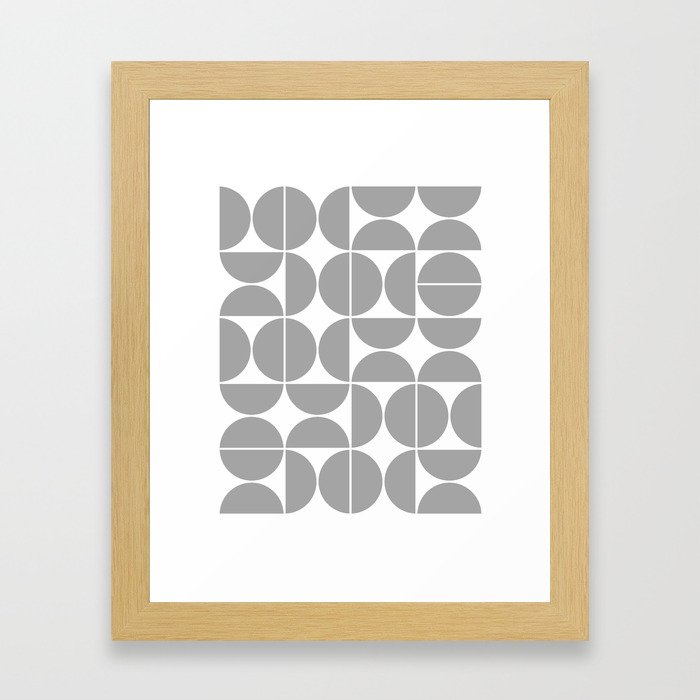 Mid Century Modern Geometric 04 Grey Framed Art Print