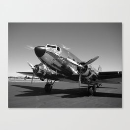 Douglas DC-3 Dakota Chrome Art Deco Airplane black and white photograph / art photography by Brian Burger Canvas Print