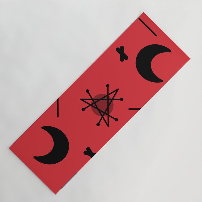 Moons & Stars Atomic Era Abstract Red Yoga Mat