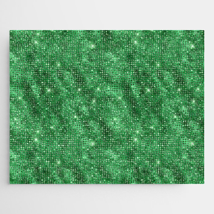 Green Diamond Studded Glam Pattern Jigsaw Puzzle