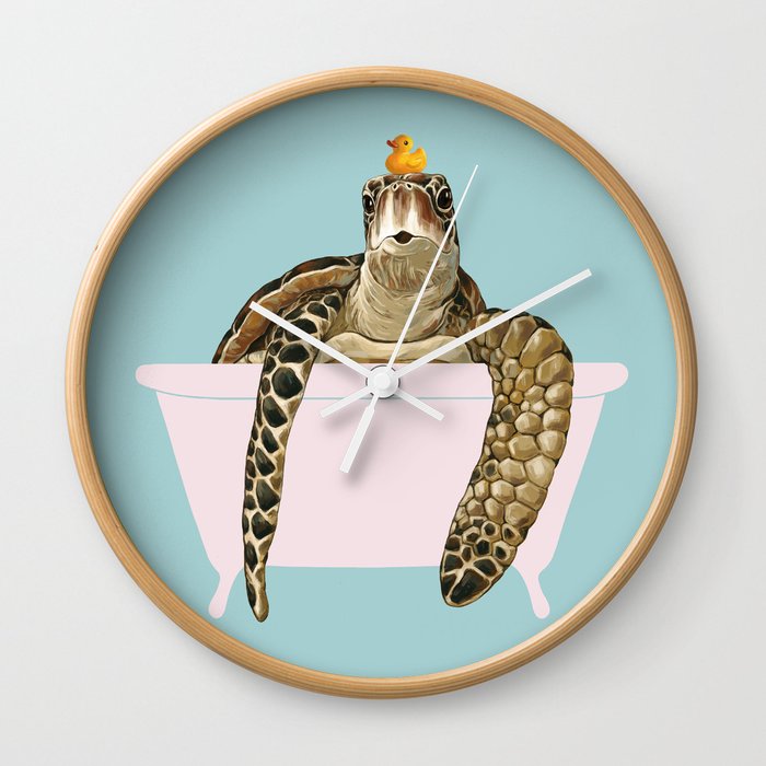 Sea Turtle in Bathtub Wall Clock