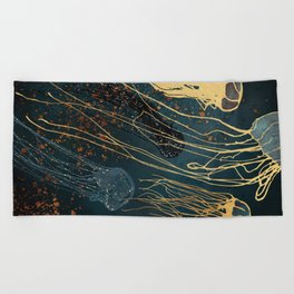 Metallic Jellyfish Beach Towel