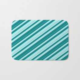 [ Thumbnail: Teal & Turquoise Colored Lines/Stripes Pattern Bath Mat ]