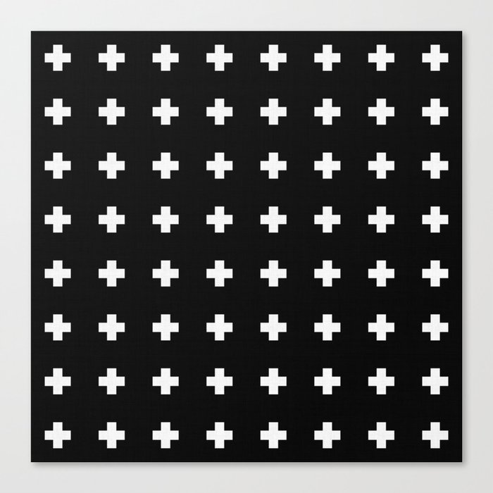 Small Swiss Cross Black Canvas Print