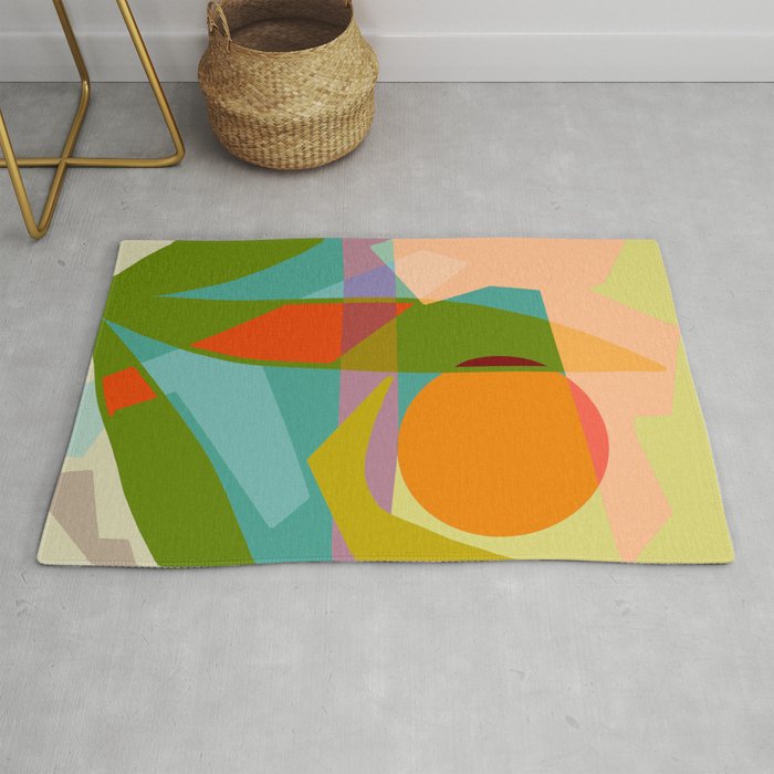 Shapes and Layers no.6 - Tropical Sunset Rug by Sewzinski | Society6