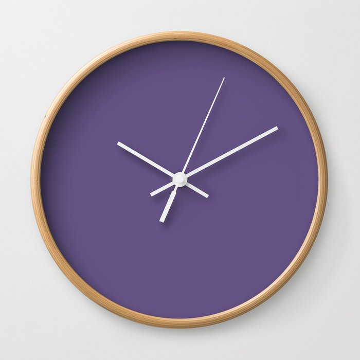 Grape Jam Dark Purple Solid Color Pairs To Sherwin Williams African Violet SW 6982 Wall Clock